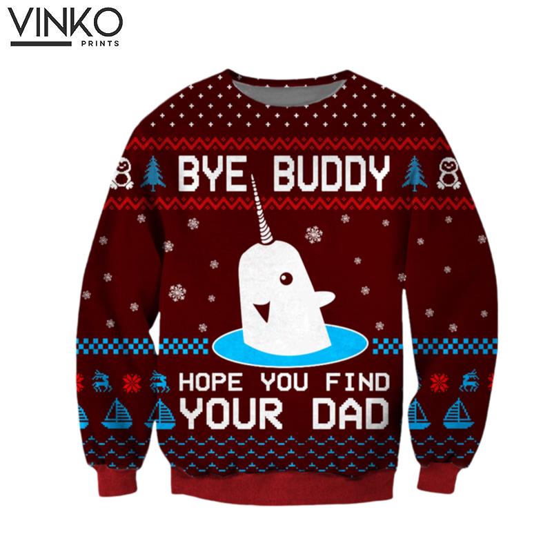 Bye Buddy Knitting Pattern 3D Print Ugly Christmas Sweater