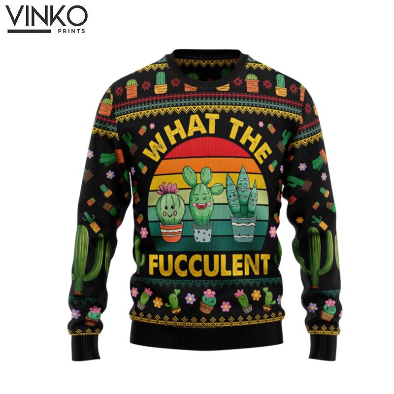 Cactus What the Fucculent HT081203 Ugly Christmas Sweater