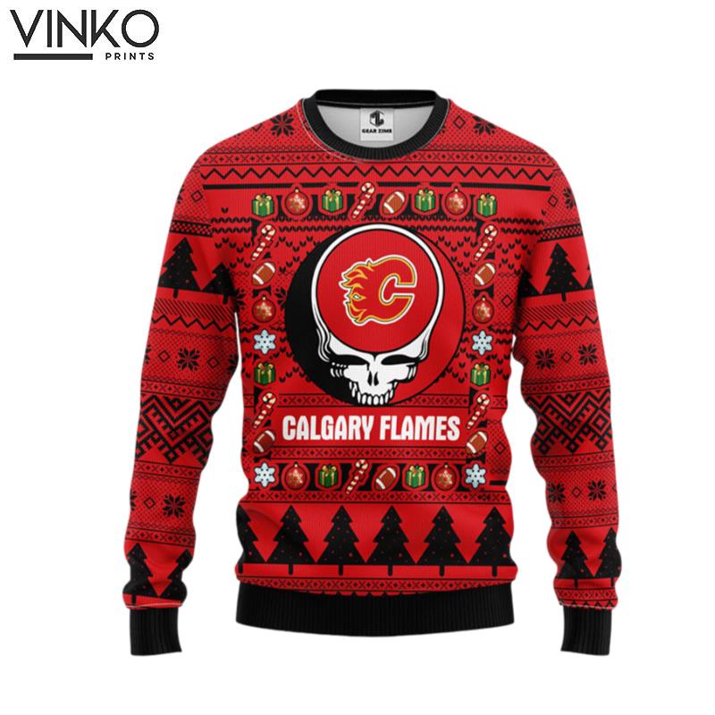 Calgary Flames Grateful Dead Ugly Ugly Christmas Sweater