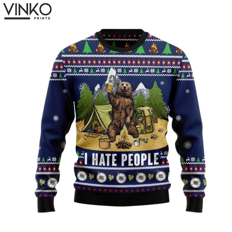 Camping I Hate People Adult Ugly Christmas Sweater