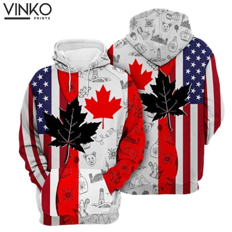 Canada Flag And Symbols Dual Citizen 2 Hoodie