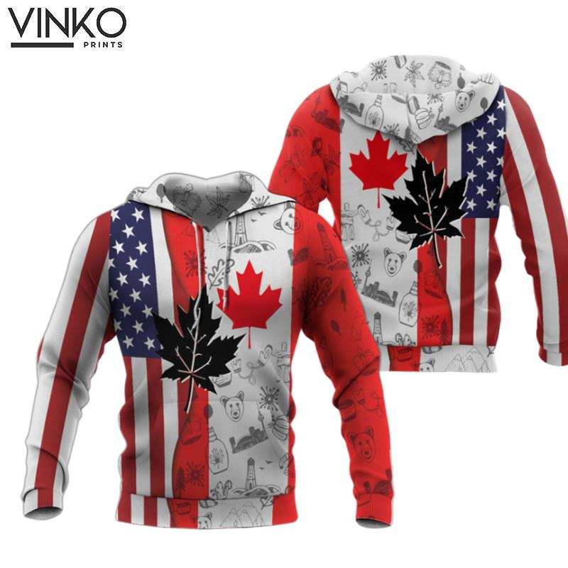 Canada Flag And Symbols Dual Citizen Hoodie