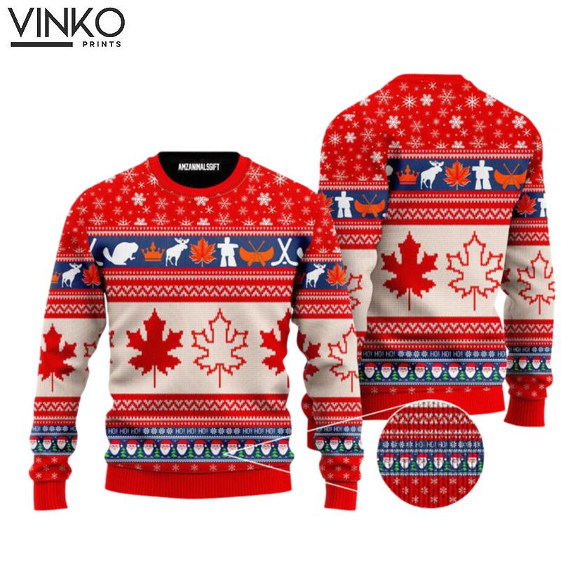 Canada Maple Leaf Christmas Pattern Gift For Christmas Friends Family Ugly Christmas Sweater