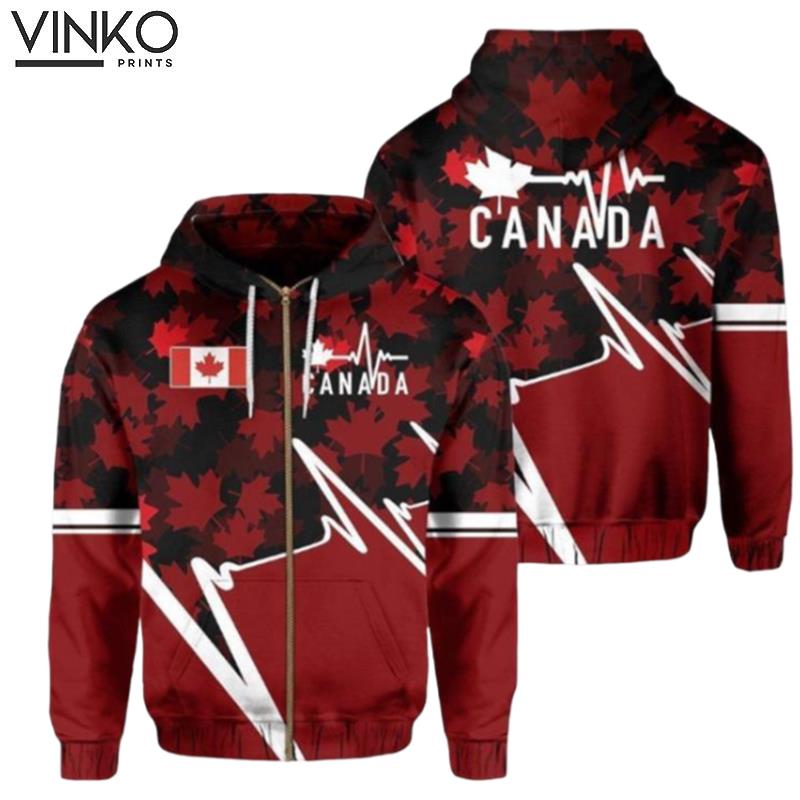 Canada Red And Pered Custom Canada Graphic Hoodie