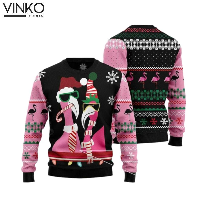 Candy Cane Flamingo Animal Lovers Ugly Christmas Sweater