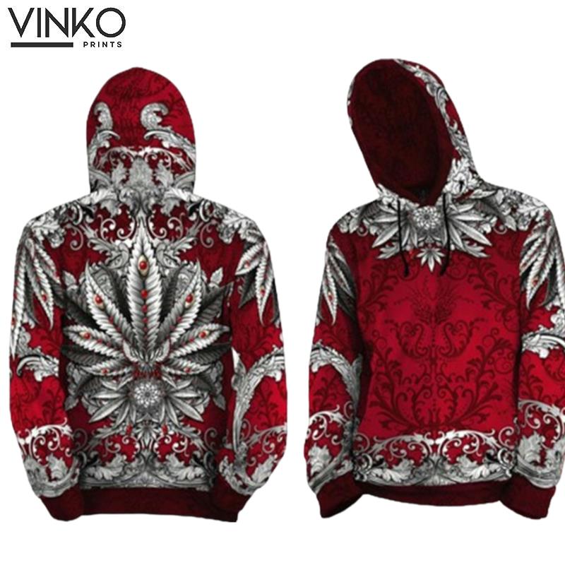 Cannabis Weed Red Pattern Hoodie