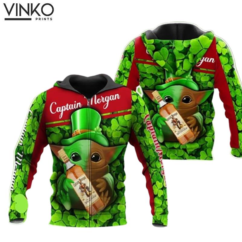 Captain Morgan Baby Yoda St Patrick Is Day Hoodie