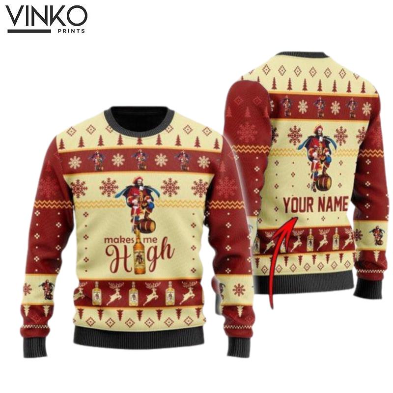 Captain Morgan Makes Me High Custom Ugly Christmas Sweater