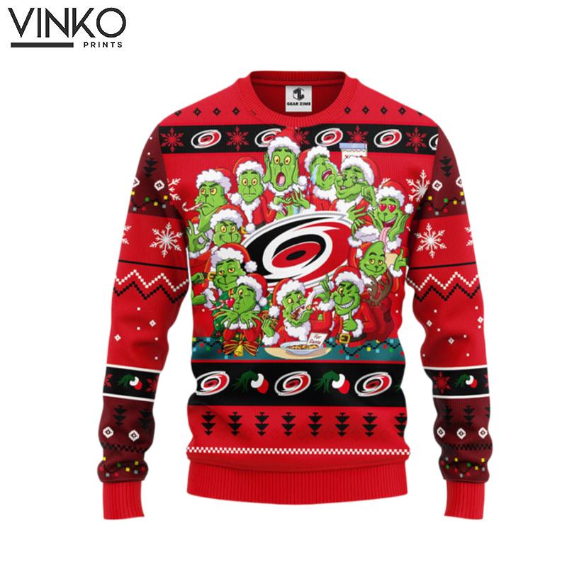 Carolina Hurricanes 12 Grinch Xmas Day Ugly Christmas Sweater