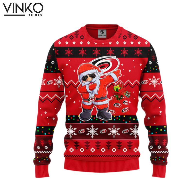 Carolina Hurricanes Dabbing Santa Claus Ugly Christmas Sweater