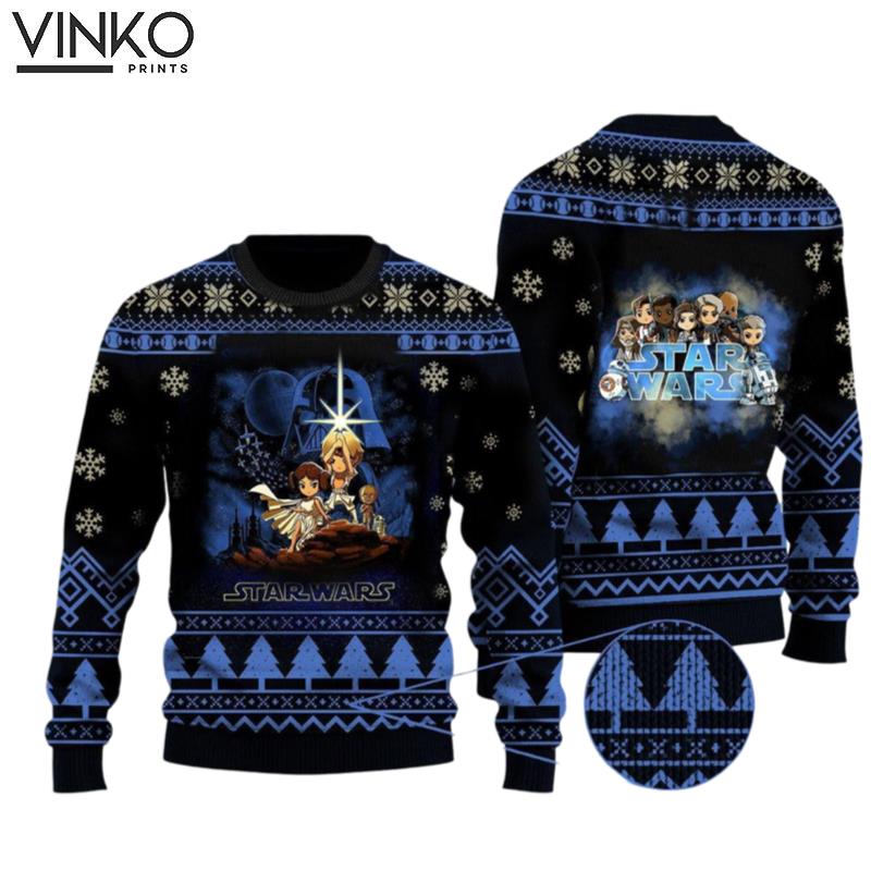 Cartoon Star Wars Characters Custom Ugly Christmas Sweater