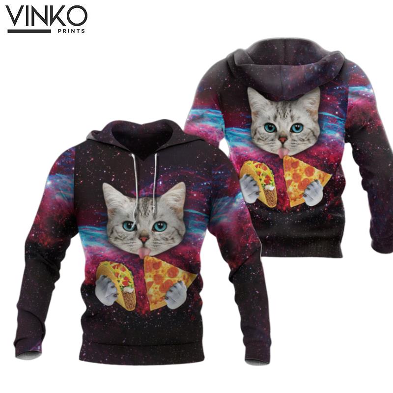 Cat Taco Pizza Galaxy Hoodie