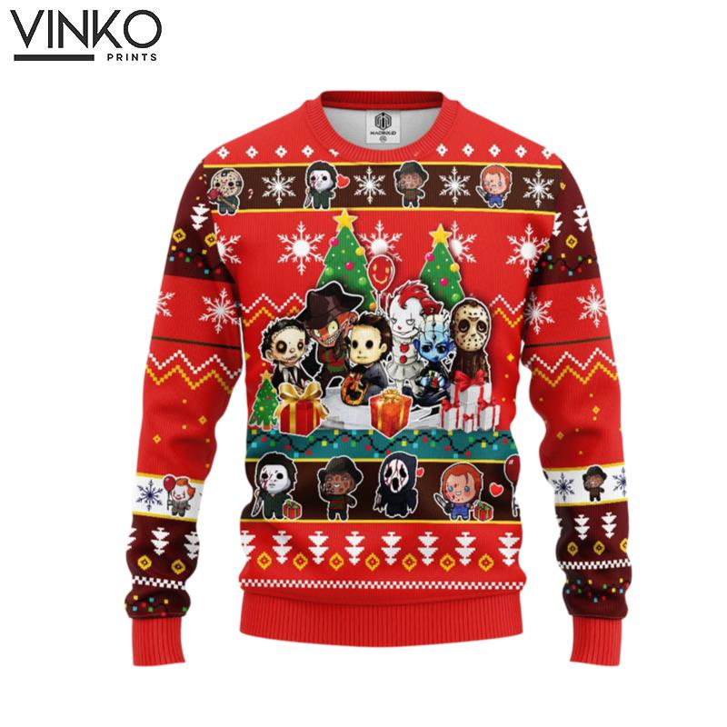 Chibi Horror Movie Characters Halloween 316 Ugly Christmas Sweater