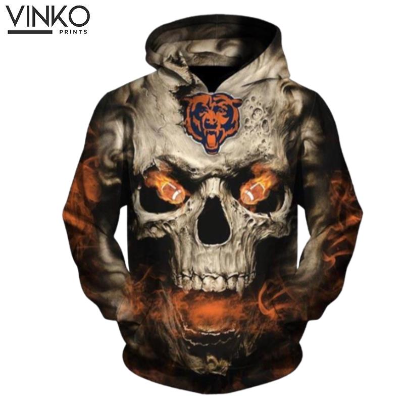 Chicago Bears Nfl On Fire In Skull Eyes Men And Women Chicago Bears Chicago Bears Hoodie