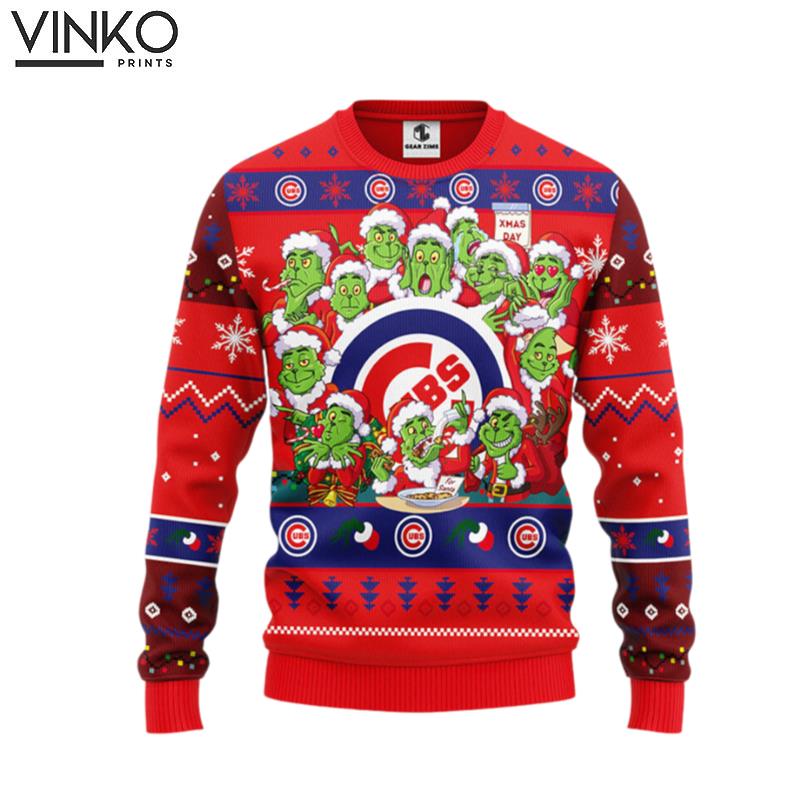 Chicago Cubs 12 Grinch Xmas Day Ugly Christmas Sweater