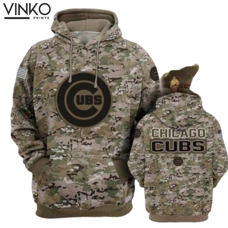 Chicago Cubs Camouflage Veteran And Pered Custom Bud Light Graphic Hoodie