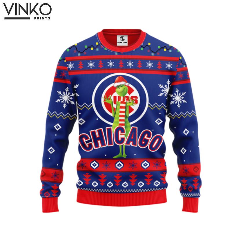 Chicago Cubs Funny Grinch Ugly Christmas Sweater