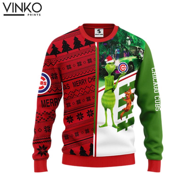 Chicago Cubs Grinch Scoobydoo Ugly Christmas Sweater