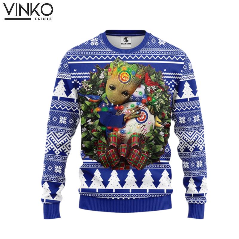 Chicago Cubs Groot Hug Ugly Christmas Sweater