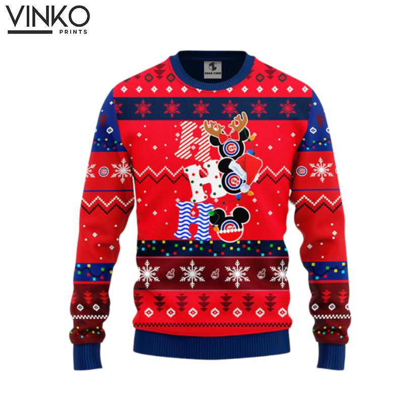 Chicago Cubs Hohoho Mickey Ugly Christmas Sweater