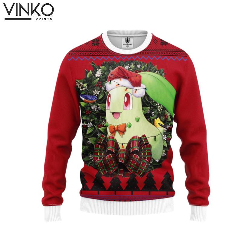 Chikorita Pokemon Custom Ugly Christmas Sweater