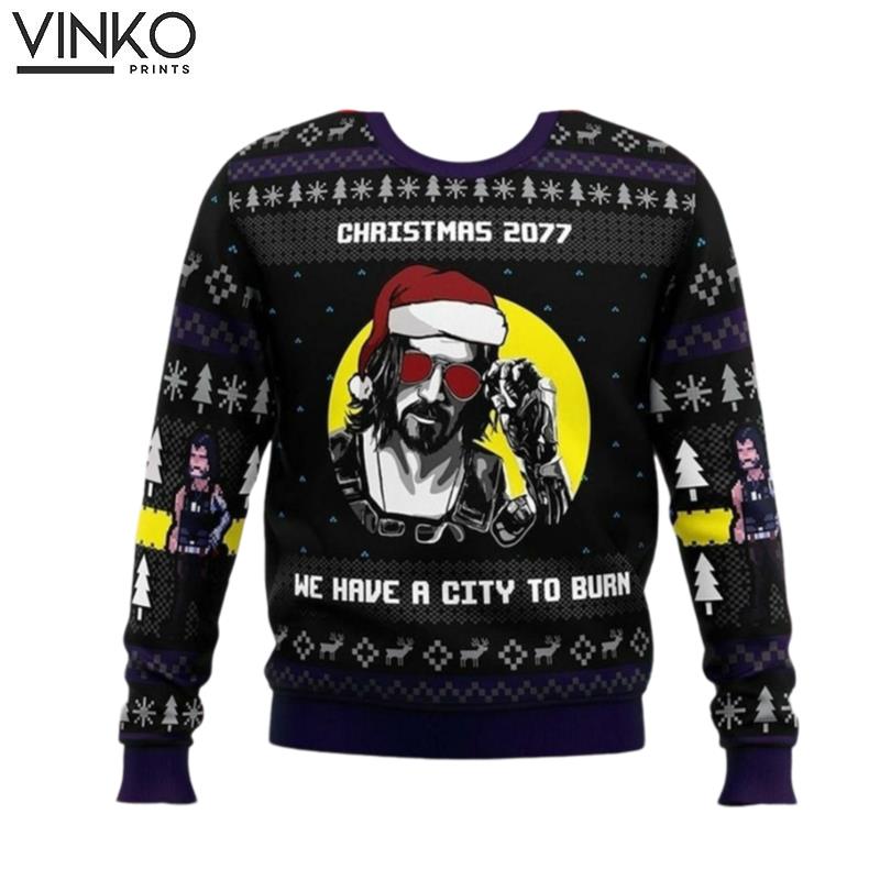 Christmas 2023 He Have A City To Burn Christmas Ugly Christmas Sweater