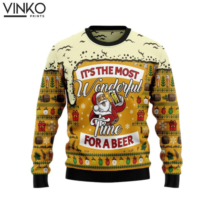 Christmas Beer Most Wonderful Time For Beer 3D Ugly Christmas Sweater