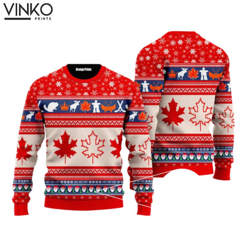 Christmas Canada Maple Leaf Ugly Christmas Sweater