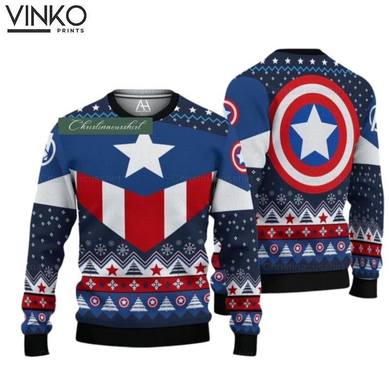 Christmas Captain Captain America Ugly Christmas Sweater