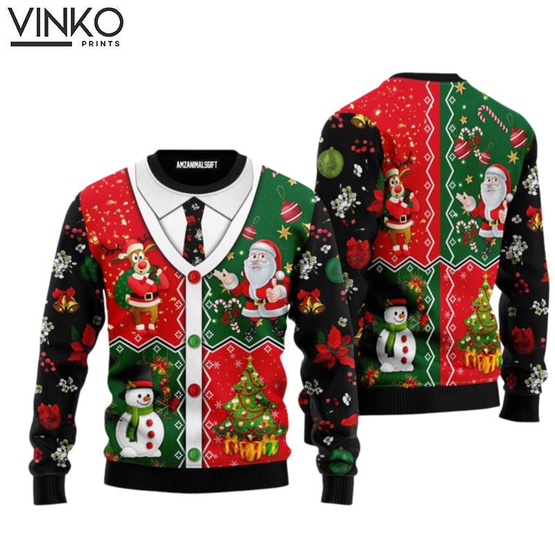 Christmas Cardigan Santa Claus Christmas Tree Reindeer Gift For Christmas Friends Family Ugly Christmas Sweater