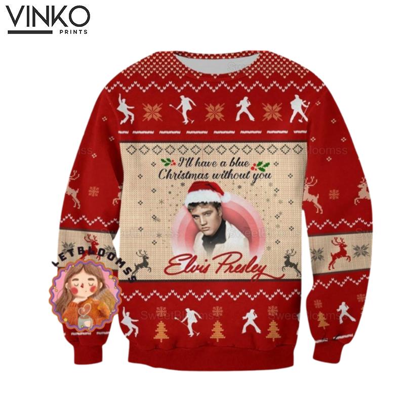 Christmas Elvis Elvis Presley King Of Rock And Roll Ugly Christmas Sweater