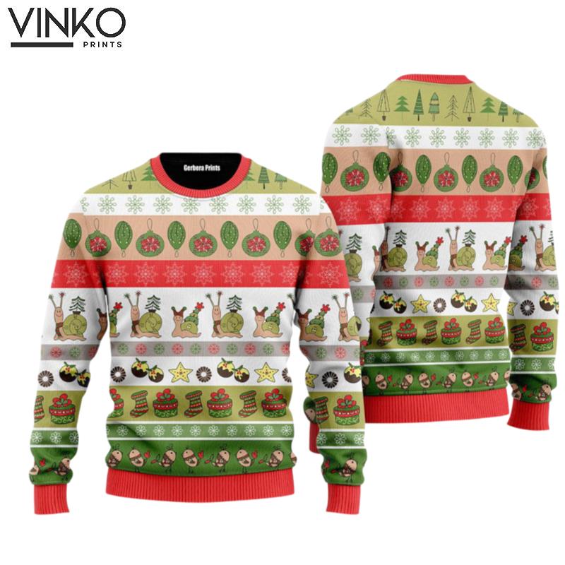 Christmas Funny Smiley Snail Pattern Ugly Christmas Sweater