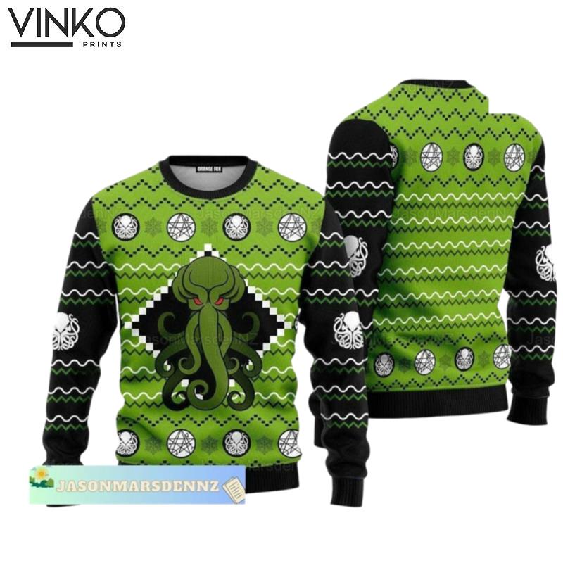 Christmas Green Octopus Ugly Christmas Sweater