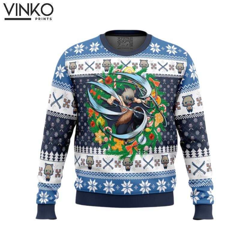 Christmas Hashibira Inosuke Demon Slayer Ugly Christmas Sweater