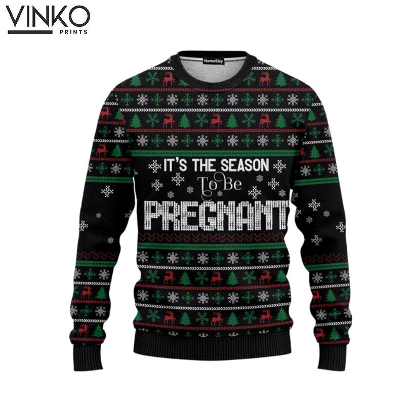 Christmas Is The Season To Be Pregnant Pattern Ugly Christmas Sweater