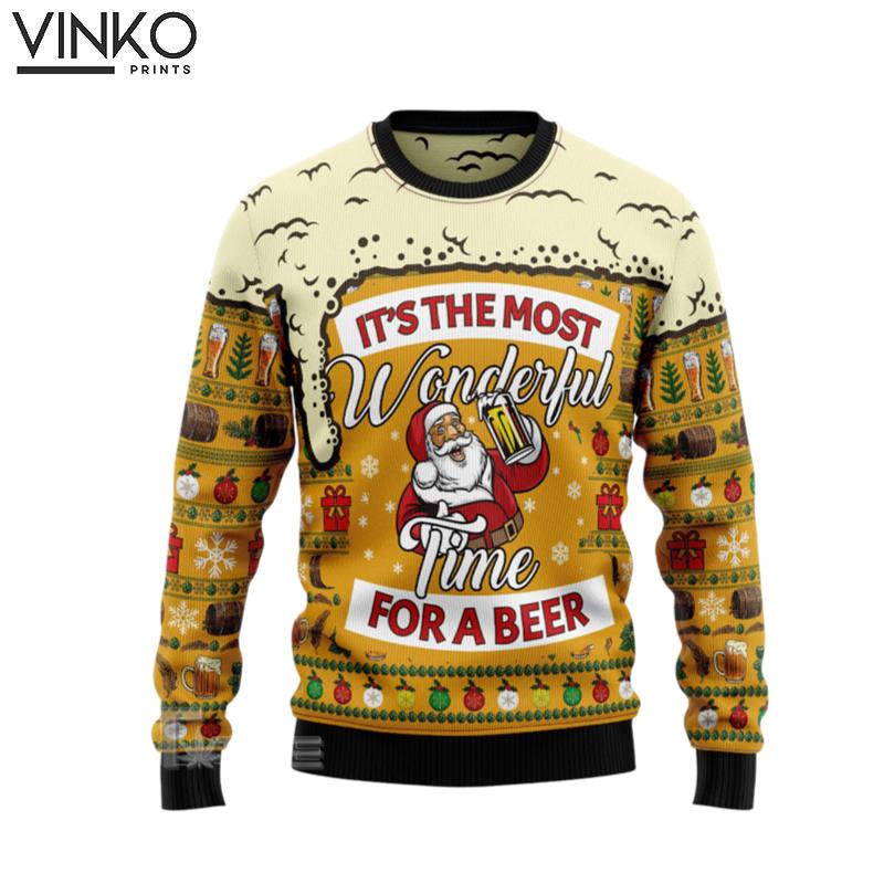 Christmas Most Wonderful Time For Beer Ugly Christmas Sweater