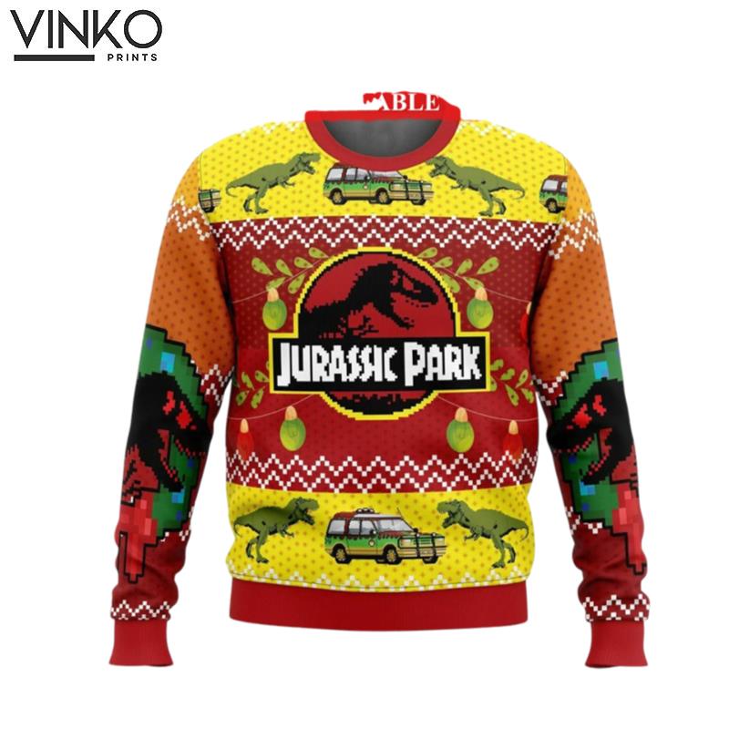 Christmas Park Saurus Movie Horror Movie 3D Ugly Christmas Sweater