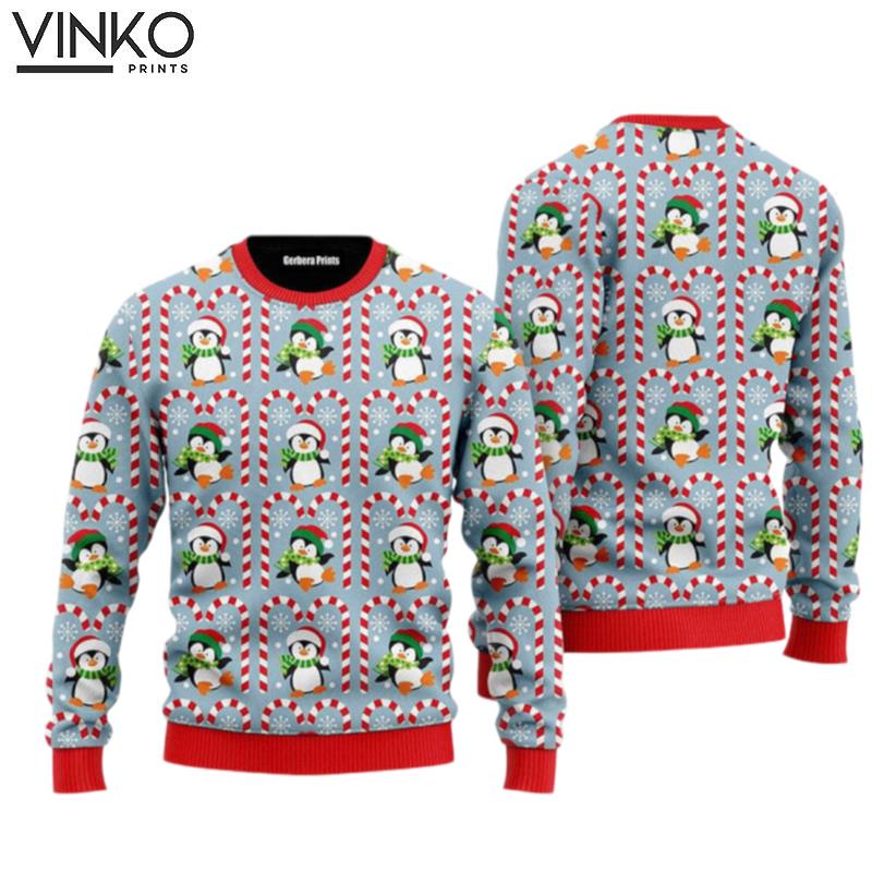 Christmas Penguin With Candy For Men women Adult Ugly Christmas Sweater