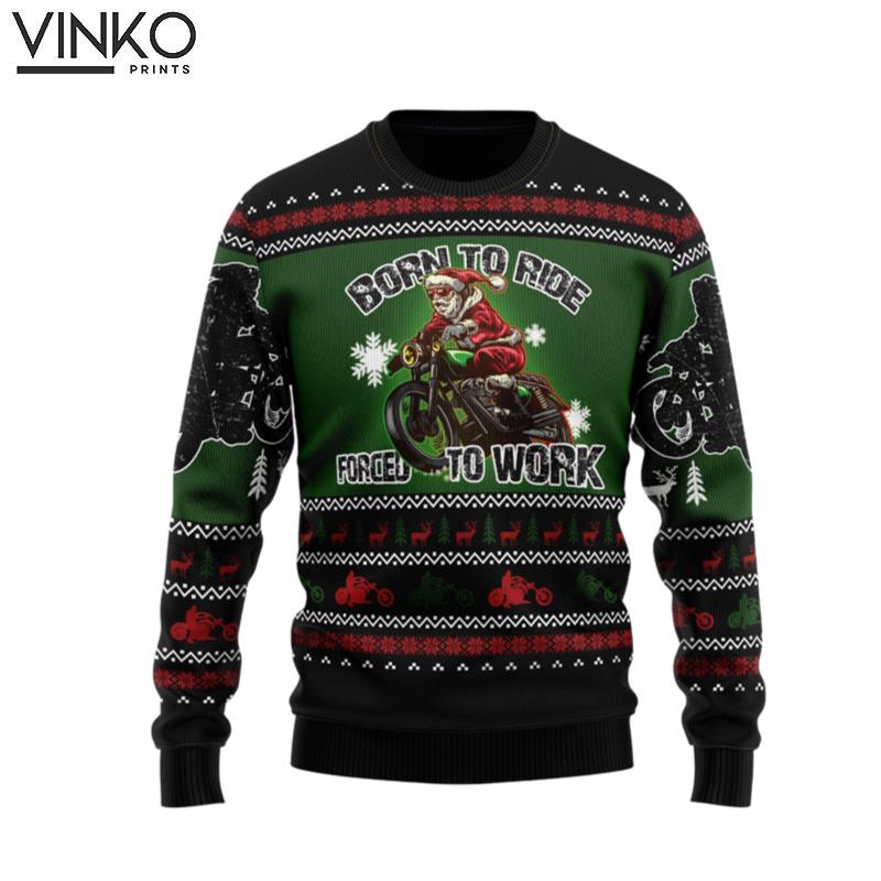 Christmas Santa Born To Ride Ugly Christmas Sweater