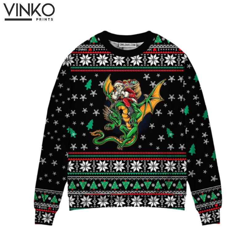 Christmas Santa Claus With Dragon Ugly Christmas Sweater