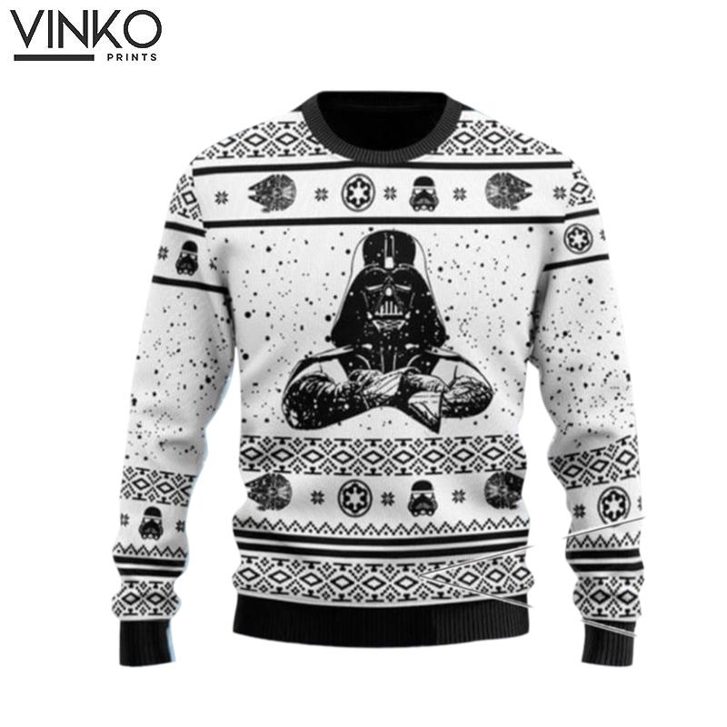 Christmas Star Wars Darth Vader Black And White Ugly Christmas Sweater