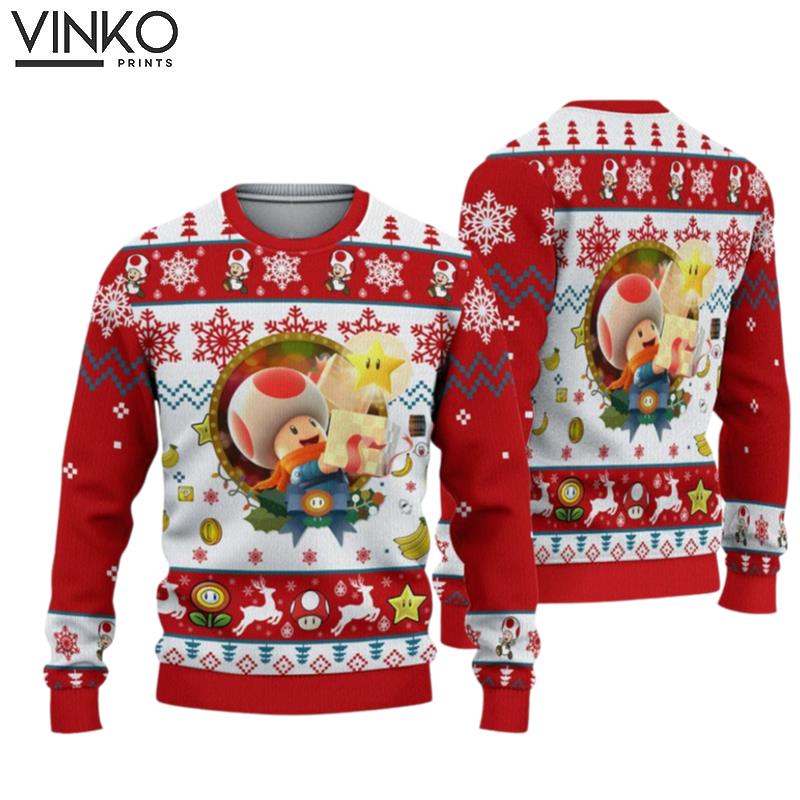 Christmas Super Mario Toad Toad Ugly Christmas Sweater