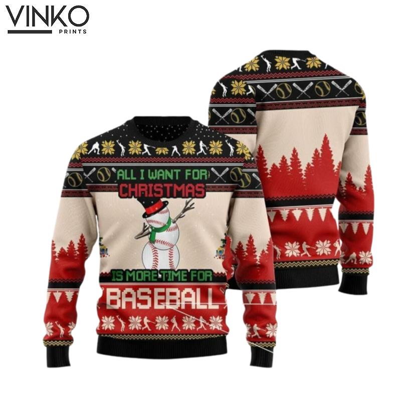 Christmas Time For Baseball Ugly Christmas Sweater