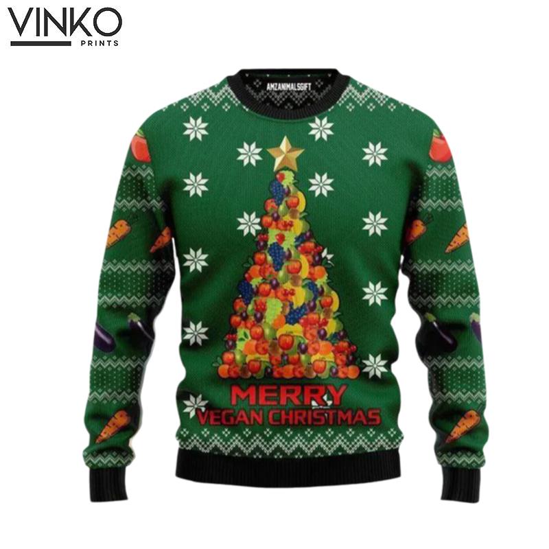 Christmas Tree Merry Vegan Ugly Christmas Sweater