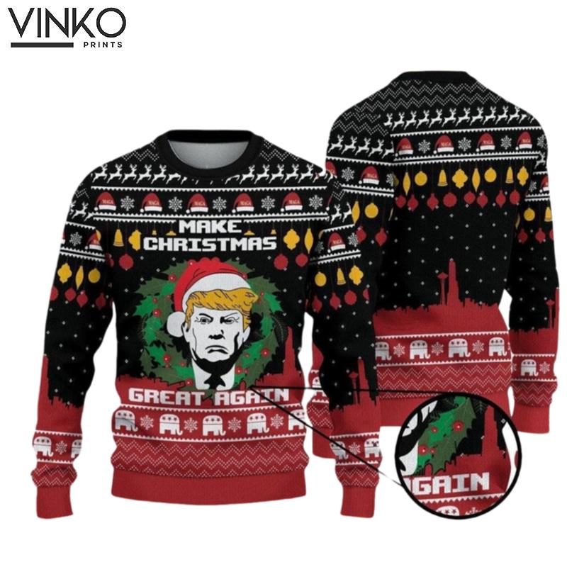 Christmas Trump Make Christmas Great Again Trump 2024 Xmas Ugly Christmas Sweater