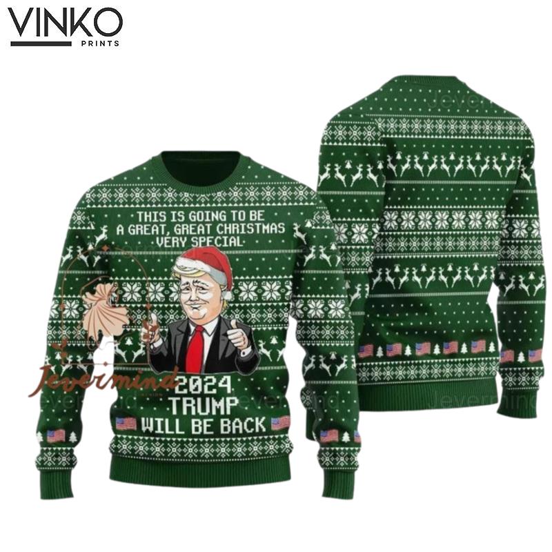 Christmas Trump Trump Trump Trump 2024 Ugly Christmas Sweater