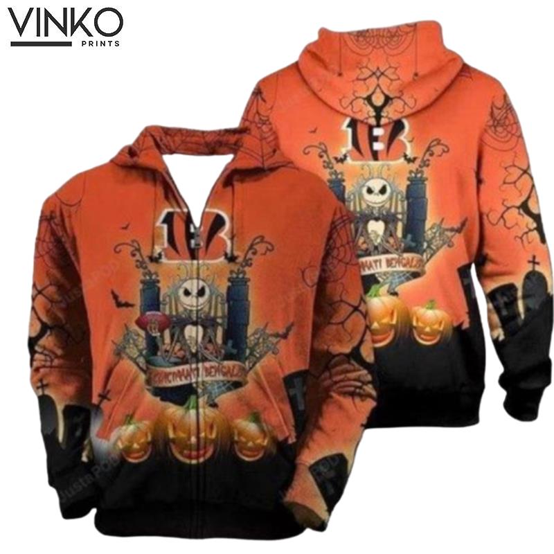 Cincinnati Bengals Jack Skellington Halloween Hoodie