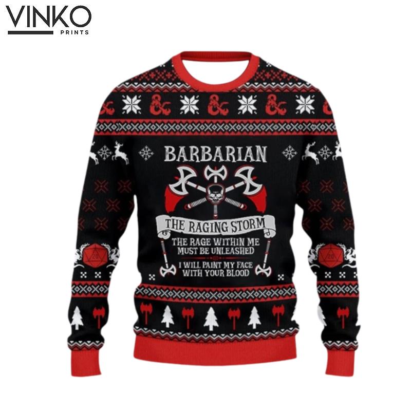 Classes Barbarian for men and women Christmas Xmas gift Ugly Christmas Sweater