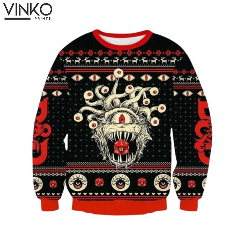 Classes Monster Dungeons and Dragons Ugly Christmas Sweater