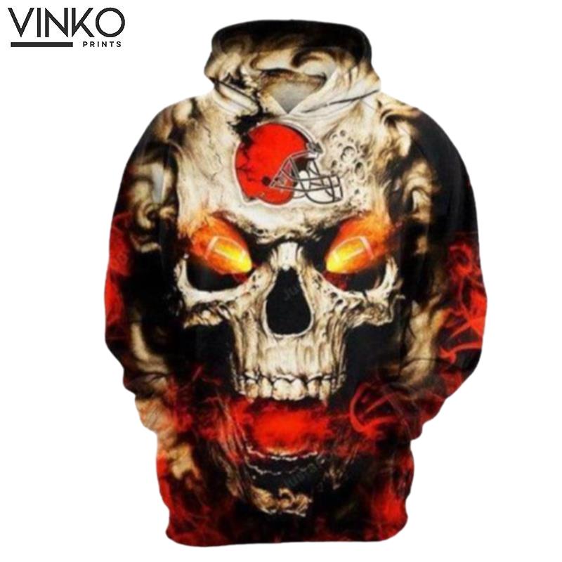 Cleveland Browns Skull Fire Hoodie